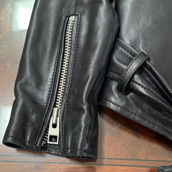 All Saints Black Leather Jacket Balfern - Picture 5 of 12